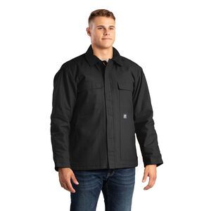 Berne Heritage Duck Chore Coat Mens L Black Utility Workwear Corduroy Collar